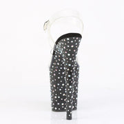 Pleaser STARDANCE-808 Platform Sandal (Clear/Black-Silver Multi Rhinestone)