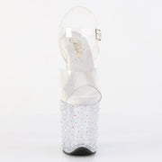Pleaser STARDANCE-808 Platform Sandal (Clear/Clear-Silver Multi Rhinestone)