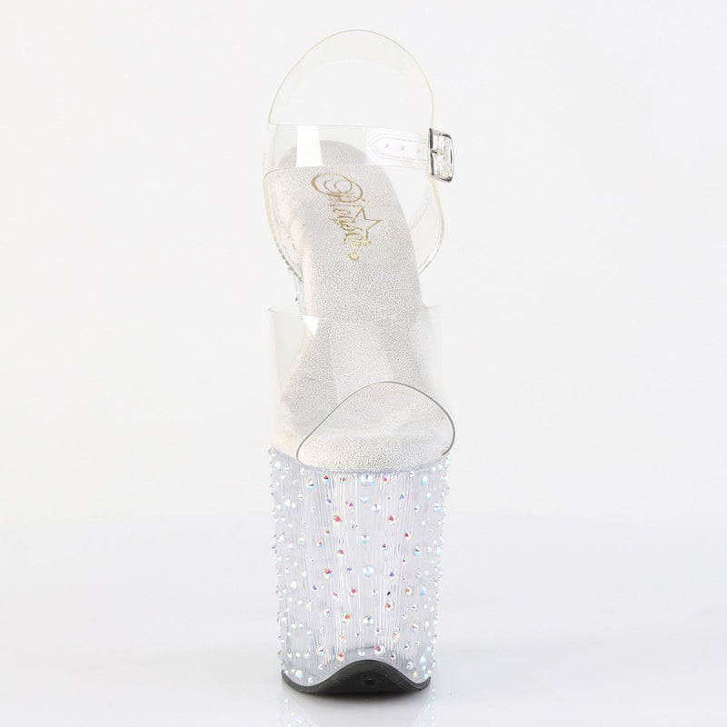 Pleaser STARDANCE-808 Platform Sandal (Clear/Clear-Silver Multi Rhinestone)