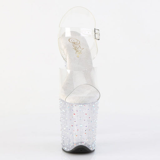 Pleaser STARDANCE-808 Platform Sandal (Clear/Clear-Silver Multi Rhinestone)