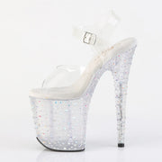 Pleaser STARDANCE-808 Platform Sandal (Clear/Clear-Silver Multi Rhinestone)