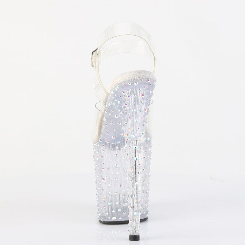 Pleaser STARDANCE-808 Platform Sandal (Clear/Clear-Silver Multi Rhinestone)
