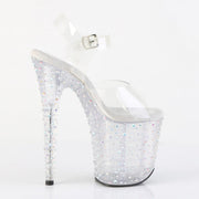 Pleaser STARDANCE-808 Platform Sandal (Clear/Clear-Silver Multi Rhinestone)