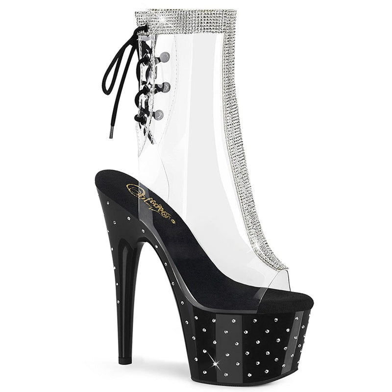 Pleaser STARDUST-1018C-2RS Platform Ankle Boot (Clear/Black)