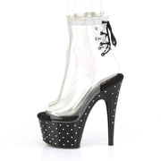 Pleaser STARDUST-1018C-2RS Platform Ankle Boot (Clear/Black)