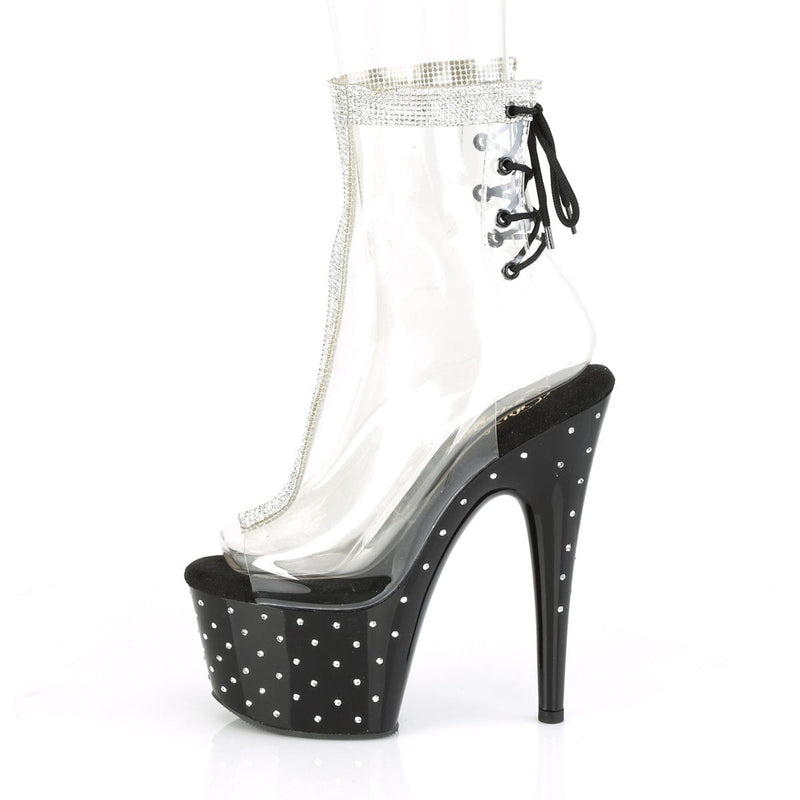 Pleaser STARDUST-1018C-2RS Platform Ankle Boot (Clear/Black)