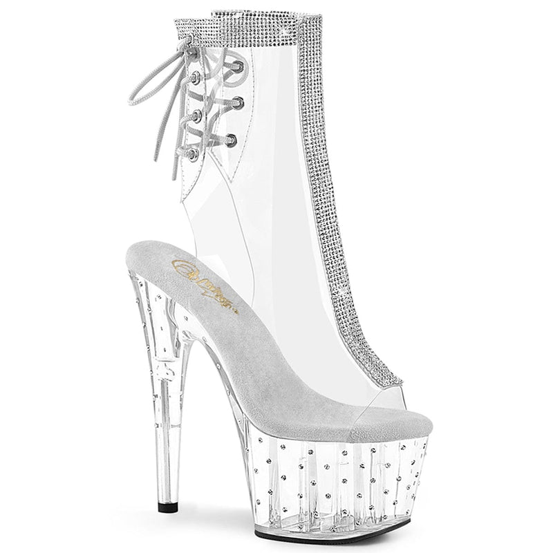 Pleaser STARDUST-1018C-2RS Platform Ankle Boot (Clear/Clear)