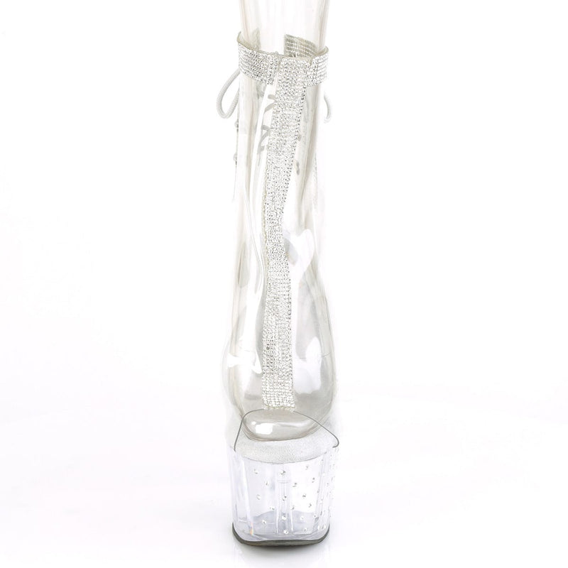Pleaser STARDUST-1018C-2RS Platform Ankle Boot (Clear/Clear)