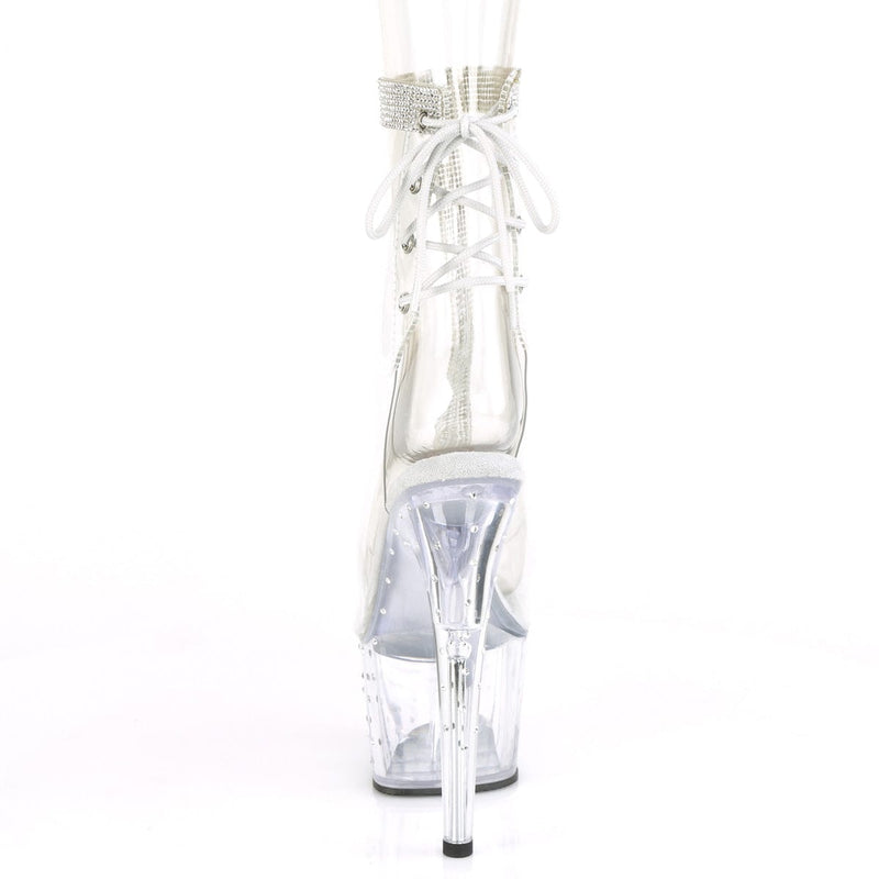 Pleaser STARDUST-1018C-2RS Platform Ankle Boot (Clear/Clear)