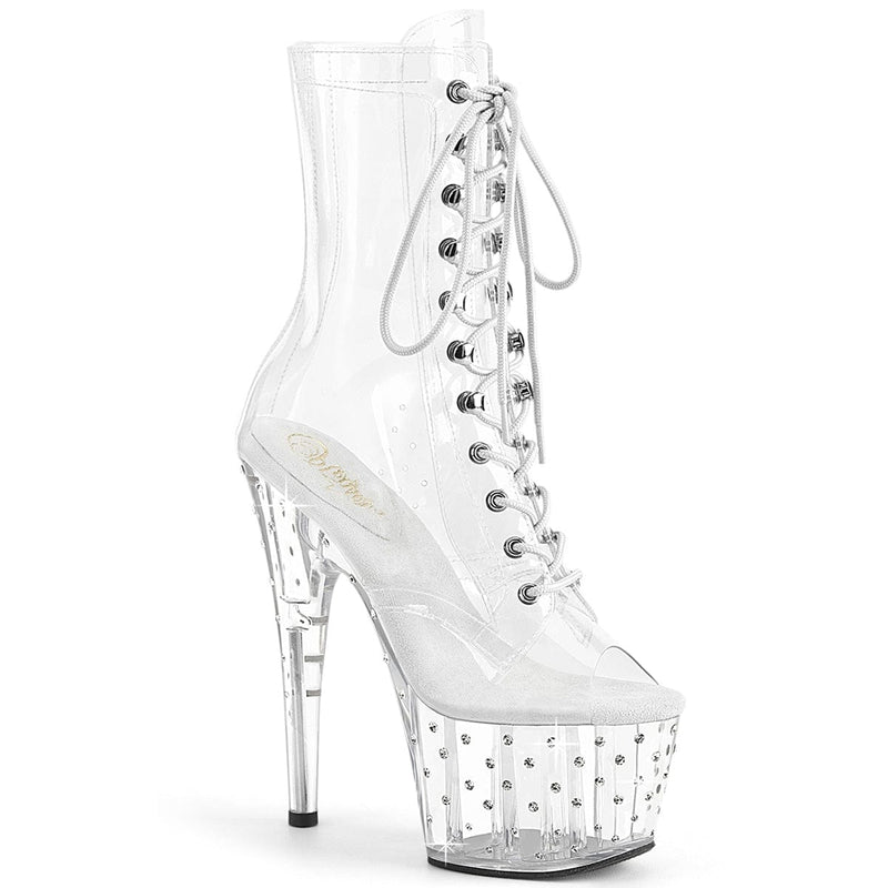 Pleaser STARDUST-1021C-7 Platform Ankle Boot (Clear/Clear-Rhinestone) 5
