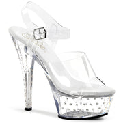 Pleaser STARDUST-608 Platform Sandal (Clear/Clear)