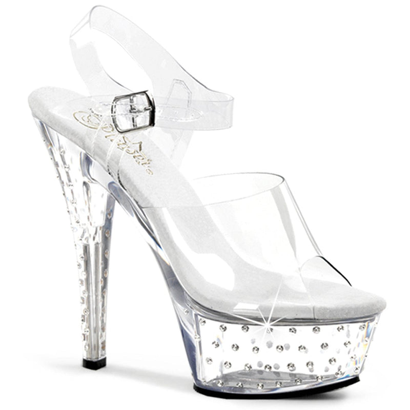 Pleaser STARDUST-608 Platform Sandal (Clear/Clear)