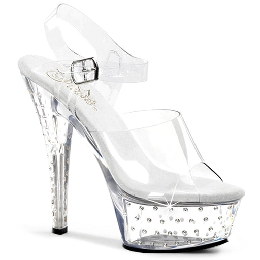 Pleaser STARDUST-608 Platform Sandal (Clear/Clear)