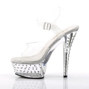Pleaser STARDUST-608 Platform Sandal (Clear/Clear)