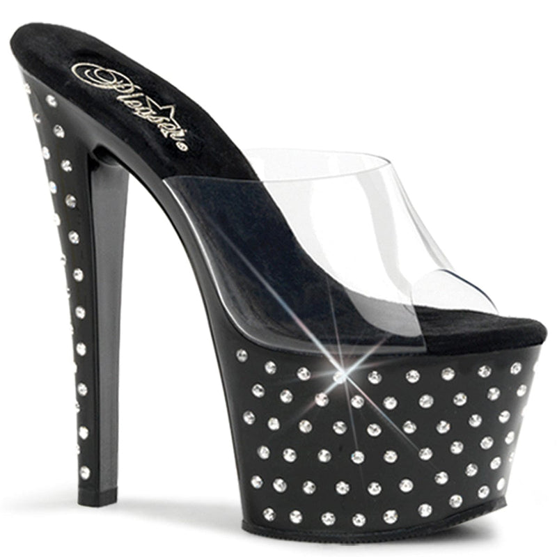 Pleaser STARDUST-701 Platform Slide (Clear/Black)