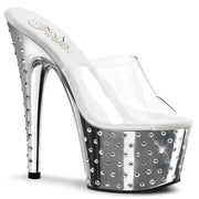Pleaser STARDUST-701 Platform Slide (Clear/Silver Chrome)