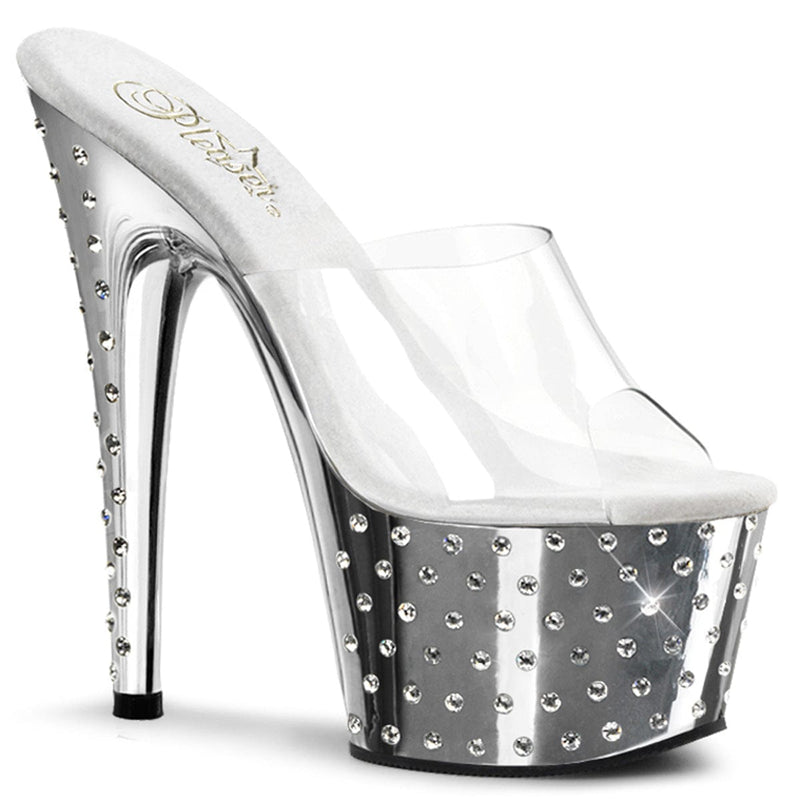 Pleaser STARDUST-701 Platform Slide (Clear/Silver Chrome)
