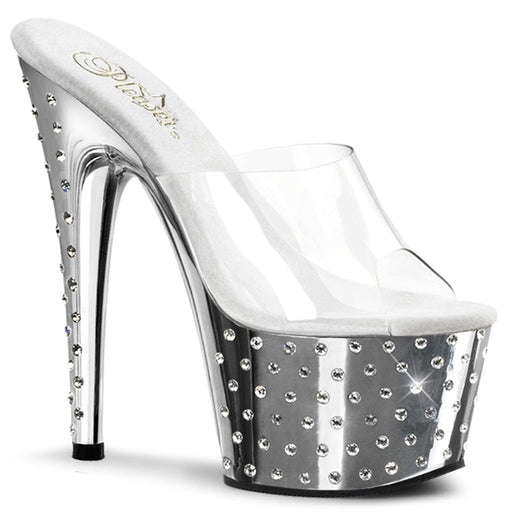 Pleaser STARDUST-701 Platform Slide (Clear/Silver Chrome)