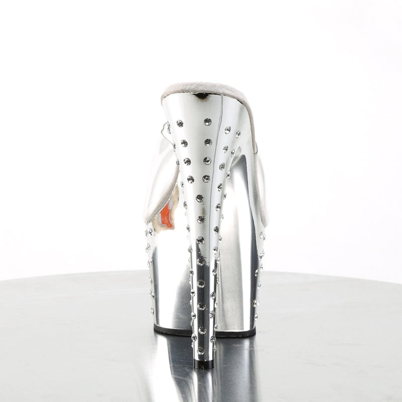 Pleaser STARDUST-701 Platform Slide (Clear/Silver Chrome)