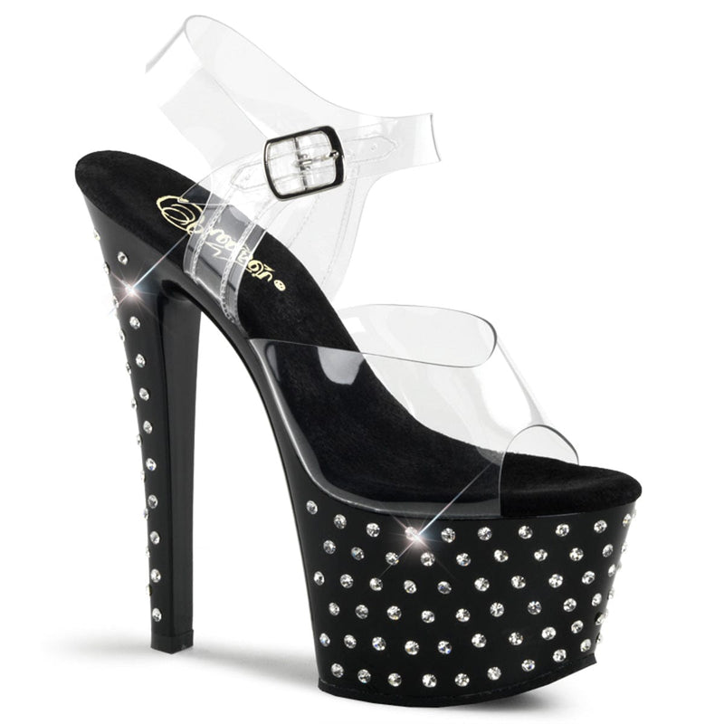 Pleaser STARDUST-708 Platform Sandal (Clear/Black) 5