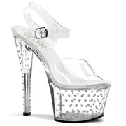 Pleaser STARDUST-708 Platform Sandal (Clear/Clear)