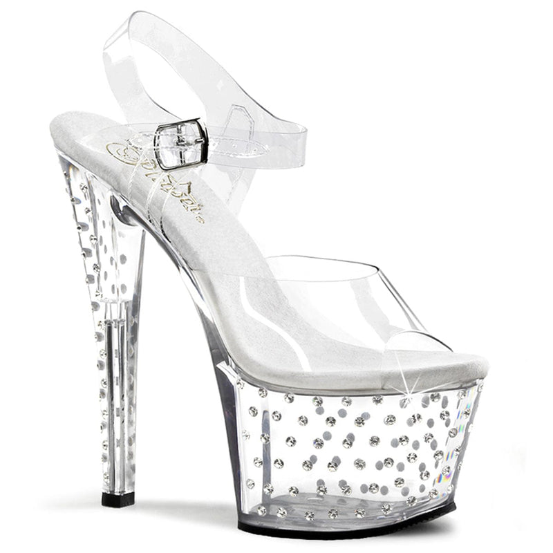 Pleaser STARDUST-708 Platform Sandal (Clear/Clear)