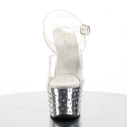 Pleaser STARDUST-708 Platform Sandal (Clear/Silver Chrome)