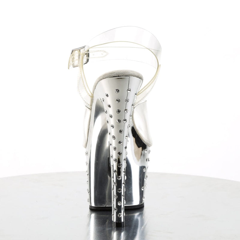 Pleaser STARDUST-708 Platform Sandal (Clear/Silver Chrome)