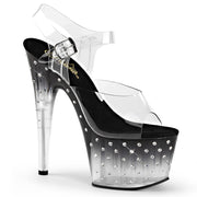 Pleaser STARDUST-708T Platform Sandal (Clear/Black-Clear)