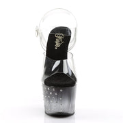 Pleaser STARDUST-708T Platform Sandal (Clear/Black-Clear)