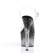 Pleaser STARDUST-708T Platform Sandal (Clear/Black-Clear)