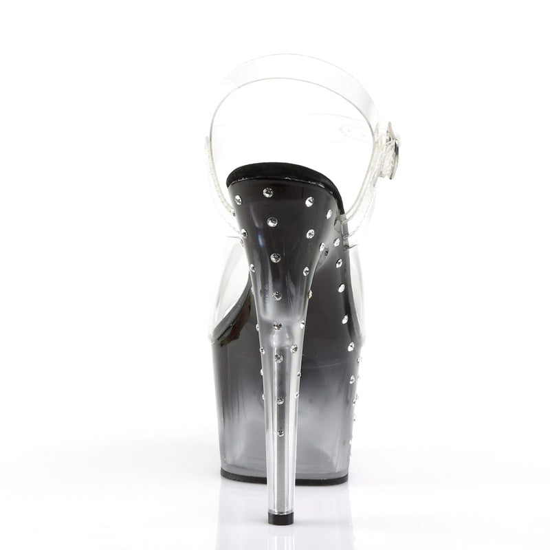 Pleaser STARDUST-708T Platform Sandal (Clear/Black-Clear)