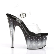 Pleaser STARDUST-708T Platform Sandal (Clear/Black-Clear)