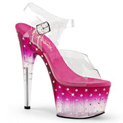 Pleaser STARDUST-708T Platform Sandal (Clear/Pink-Clear)