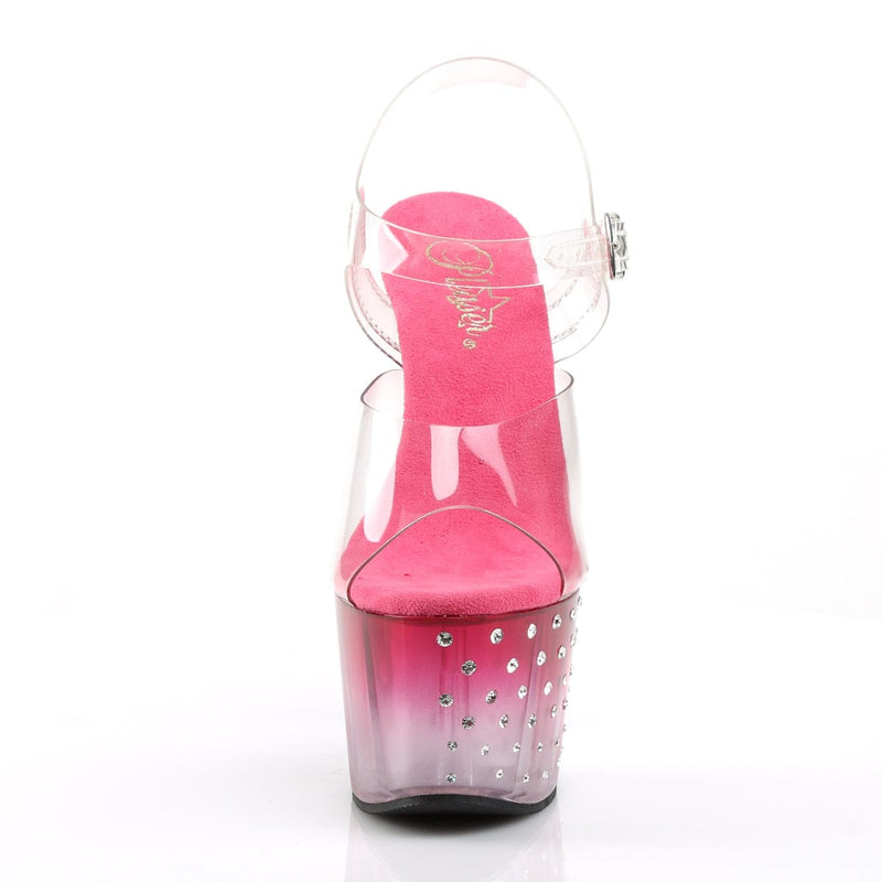 Pleaser STARDUST-708T Platform Sandal (Clear/Pink-Clear)