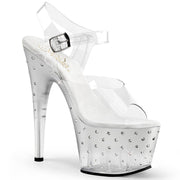 Pleaser STARDUST-708T Platform Sandal (Clear/Silver-Clear)