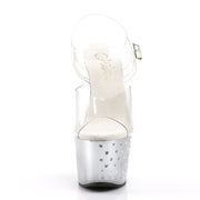 Pleaser STARDUST-708T Platform Sandal (Clear/Silver-Clear)