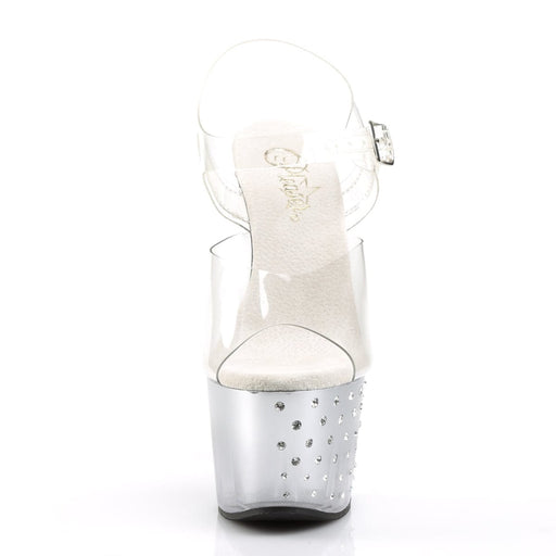 Pleaser STARDUST-708T Platform Sandal (Clear/Silver-Clear)