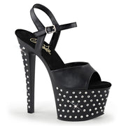 Pleaser STARDUST-709 Platform Sandal (Black Faux Leather/Black Matte)