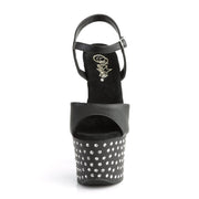 Pleaser STARDUST-709 Platform Sandal (Black Faux Leather/Black Matte)