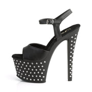 Pleaser STARDUST-709 Platform Sandal (Black Faux Leather/Black Matte)