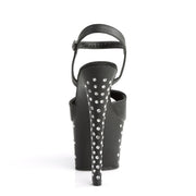 Pleaser STARDUST-709 Platform Sandal (Black Faux Leather/Black Matte)
