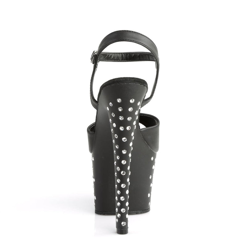 Pleaser STARDUST-709 Platform Sandal (Black Faux Leather/Black Matte)