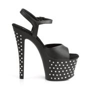 Pleaser STARDUST-709 Platform Sandal (Black Faux Leather/Black Matte)