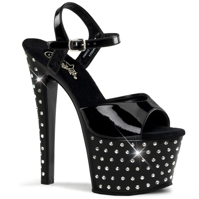 Pleaser STARDUST-709 Platform Sandal (Black Patent/Black)