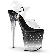 Pleaser STARDUST-808T Platform Sandal (Clear/Black-Clear)