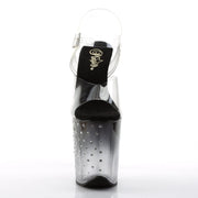 Pleaser STARDUST-808T Platform Sandal (Clear/Black-Clear)