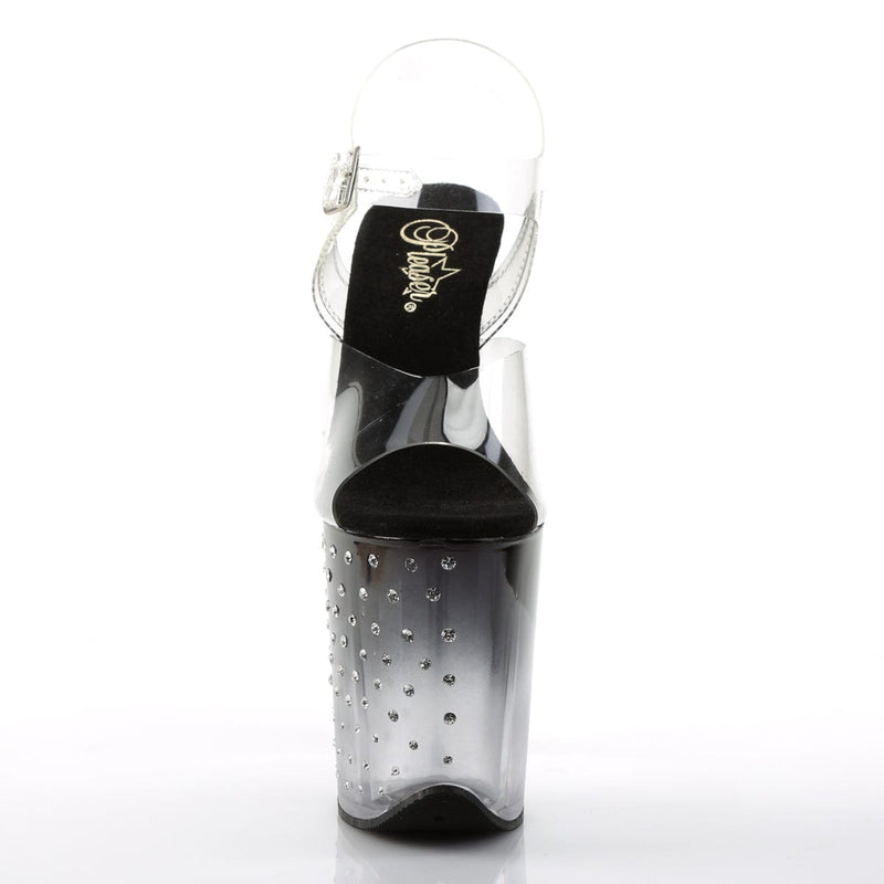 Pleaser STARDUST-808T Platform Sandal (Clear/Black-Clear)
