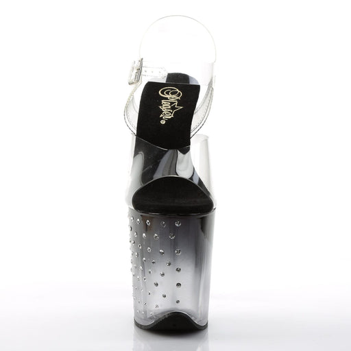 Pleaser STARDUST-808T Platform Sandal (Clear/Black-Clear)