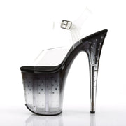 Pleaser STARDUST-808T Platform Sandal (Clear/Black-Clear)